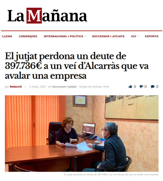 El juzgado perdona una deuda de 397.736 € a un vecino de Alcarràs que avaló una empresa